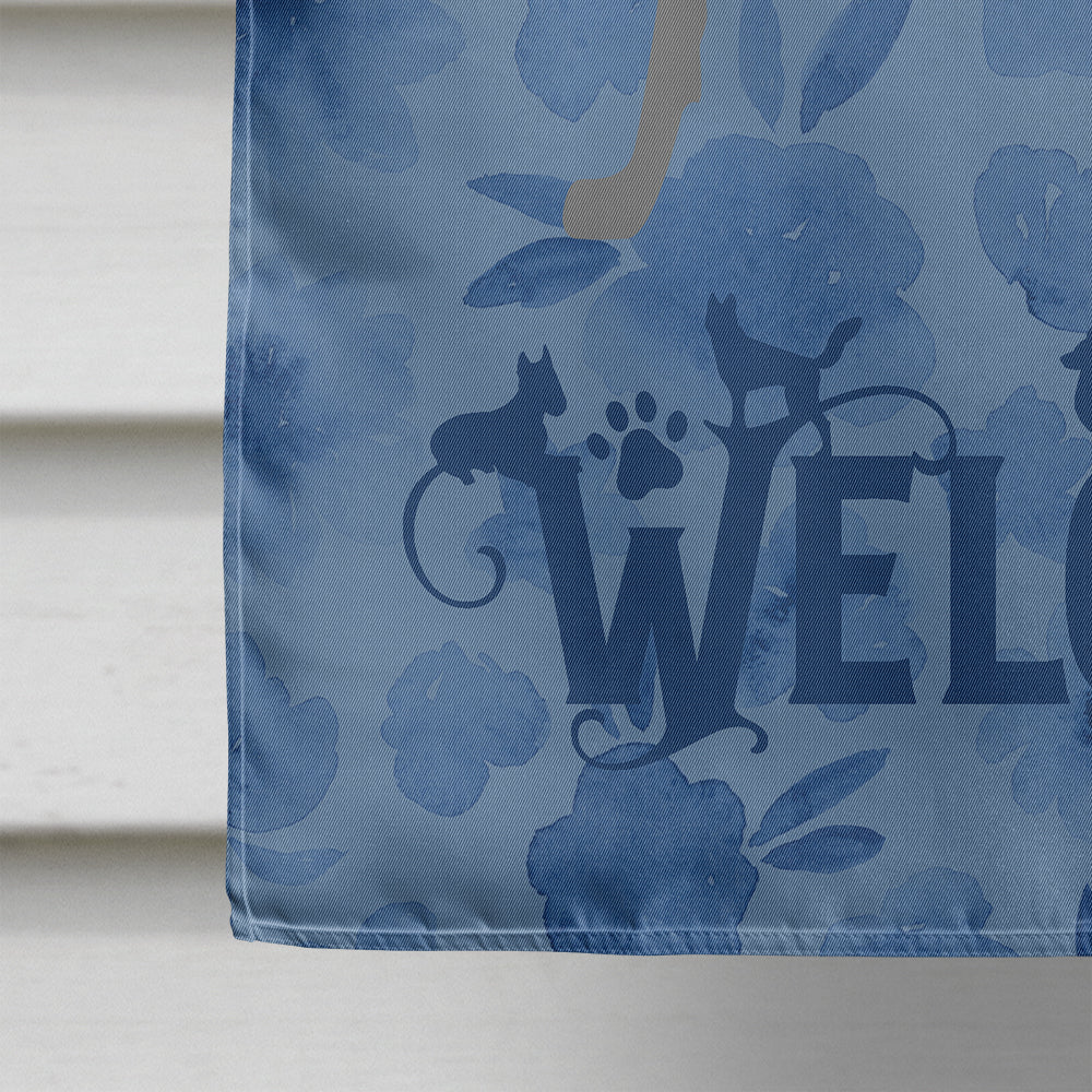Scottish Deerhound Welcome House Flag 28x40 Porch Sleeve Pole Decorative Outside Yard Banner Artwork Wall Hanging, Polyester
