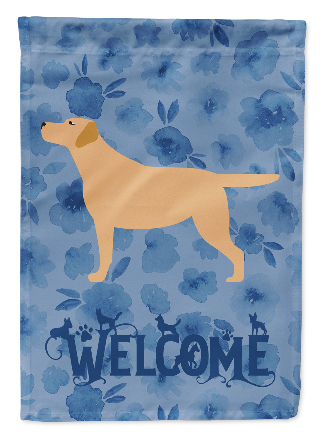 Yellow Labrador Retriever Welcome House Flag 28x40 Porch Sleeve Pole Decorative Outside Yard Banner Artwork Wall Hanging, Polyester