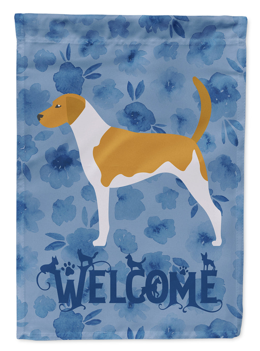 American Foxhound Welcome House Flag 28x40 Porch Sleeve Pole Decorative Outside Yard Banner Artwork Wall Hanging, Polyester