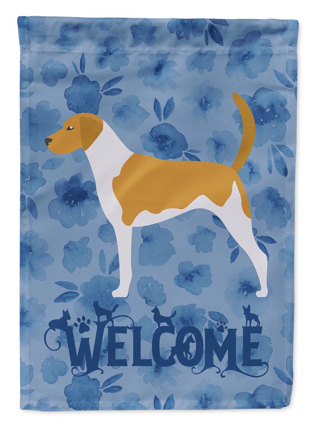 American Foxhound Welcome House Flag 28x40 Porch Sleeve Pole Decorative Outside Yard Banner Artwork Wall Hanging, Polyester