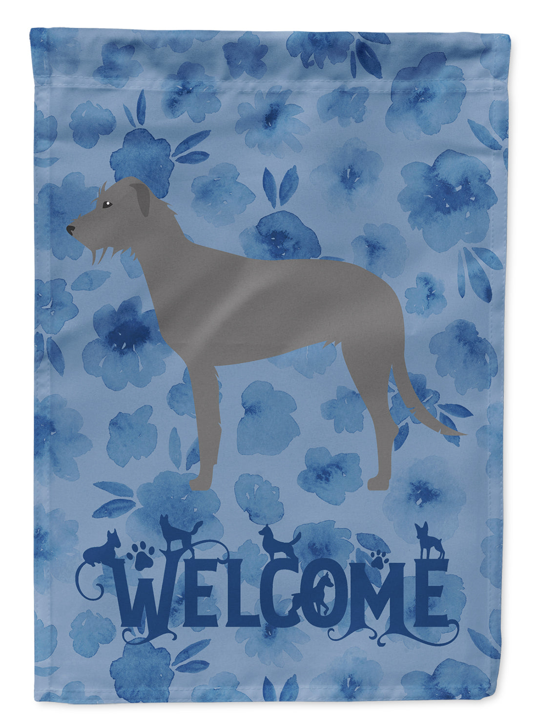 Irish Wolfhound Welcome House Flag 28x40 Porch Sleeve Pole Decorative Outside Yard Banner Artwork Wall Hanging, Polyester