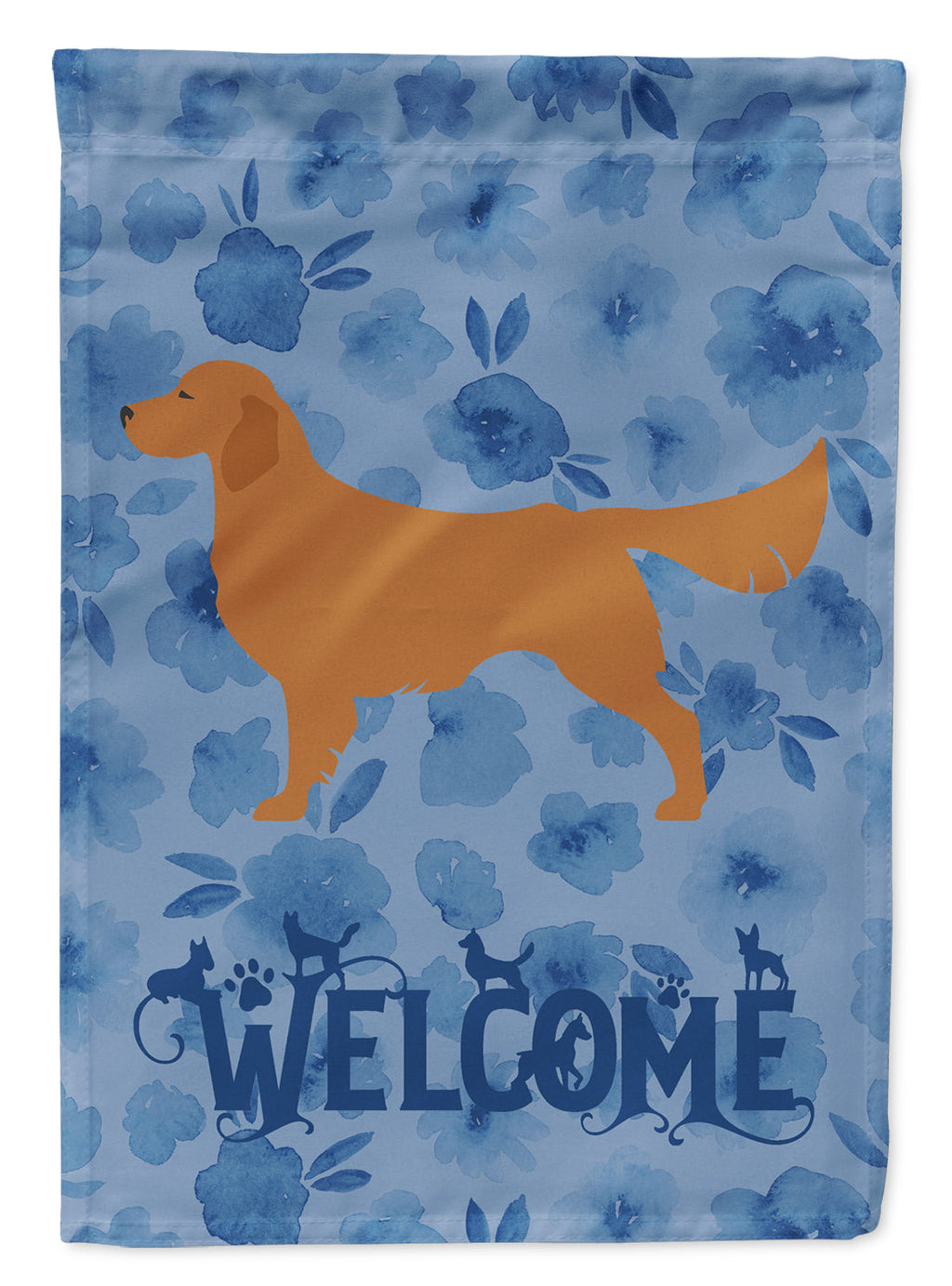 Golden Retriever Welcome House Flag 28x40 Porch Sleeve Pole Decorative Outside Yard Banner Artwork Wall Hanging, Polyester