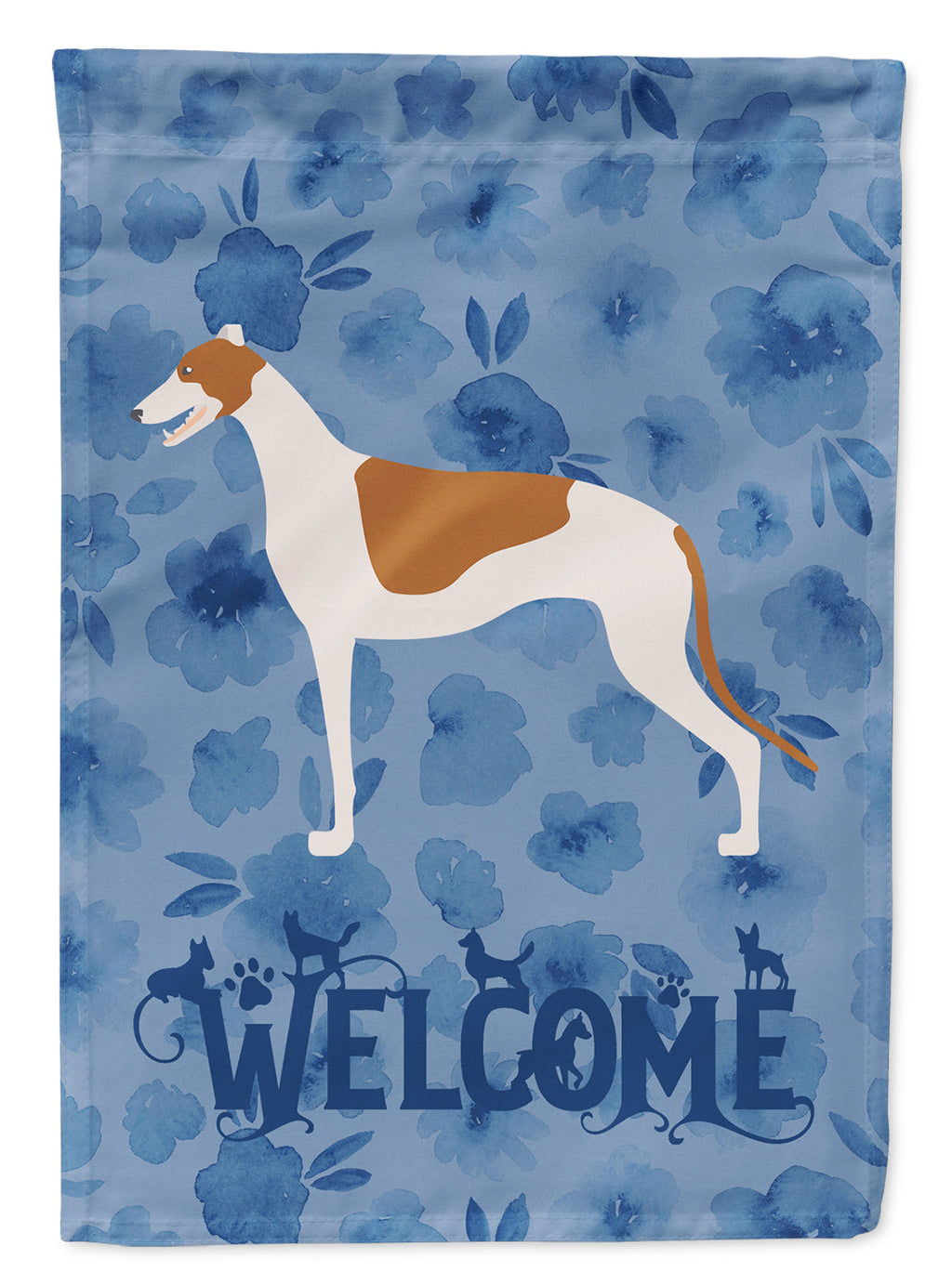 Greyhound Welcome House Flag 28x40 Porch Sleeve Pole Decorative Outside Yard Banner Artwork Wall Hanging, Polyester
