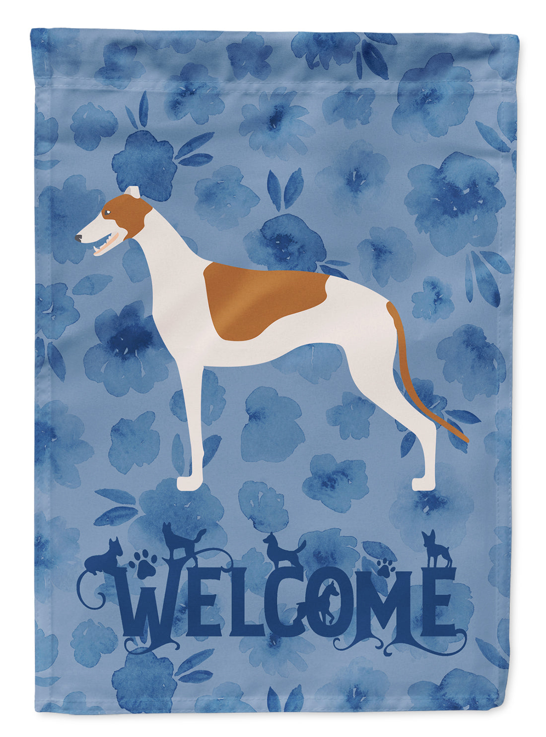 Greyhound Welcome House Flag 28x40 Porch Sleeve Pole Decorative Outside Yard Banner Artwork Wall Hanging, Polyester