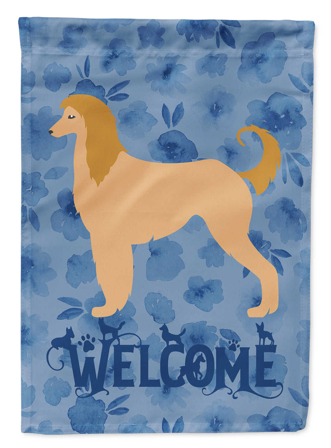 Afghan Hound Welcome House Flag 28x40 Porch Sleeve Pole Decorative Outside Yard Banner Artwork Wall Hanging, Polyester