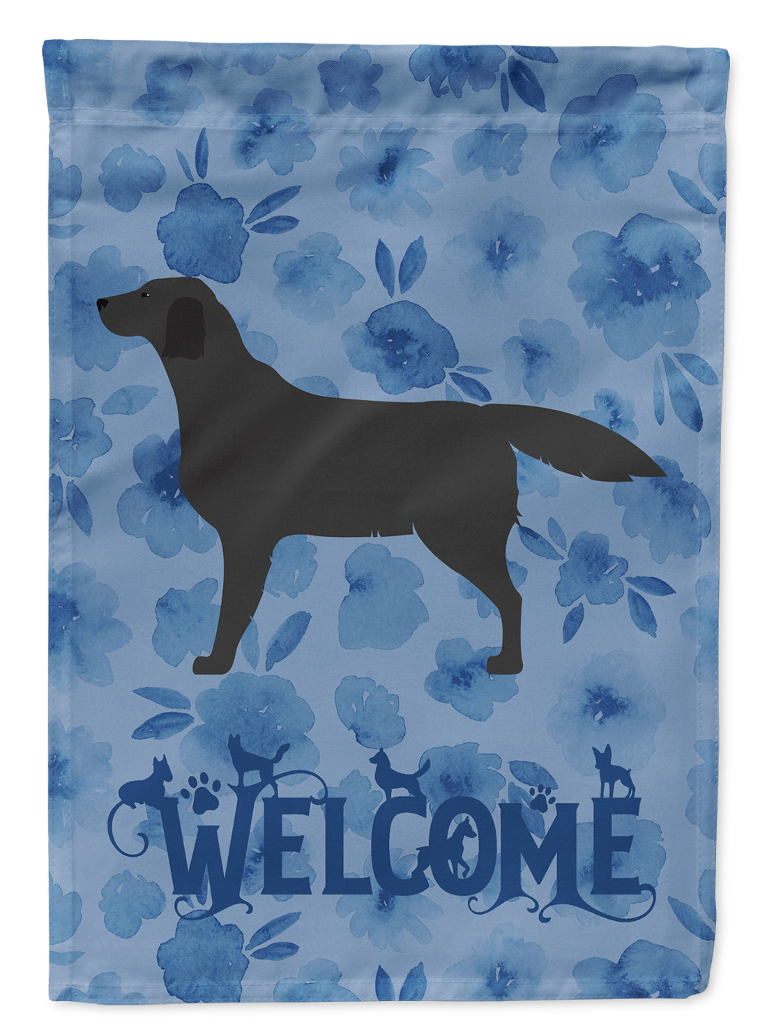 Black Labrador Retriever Welcome House Flag 28x40 Porch Sleeve Pole Decorative Outside Yard Banner Artwork Wall Hanging, Polyester