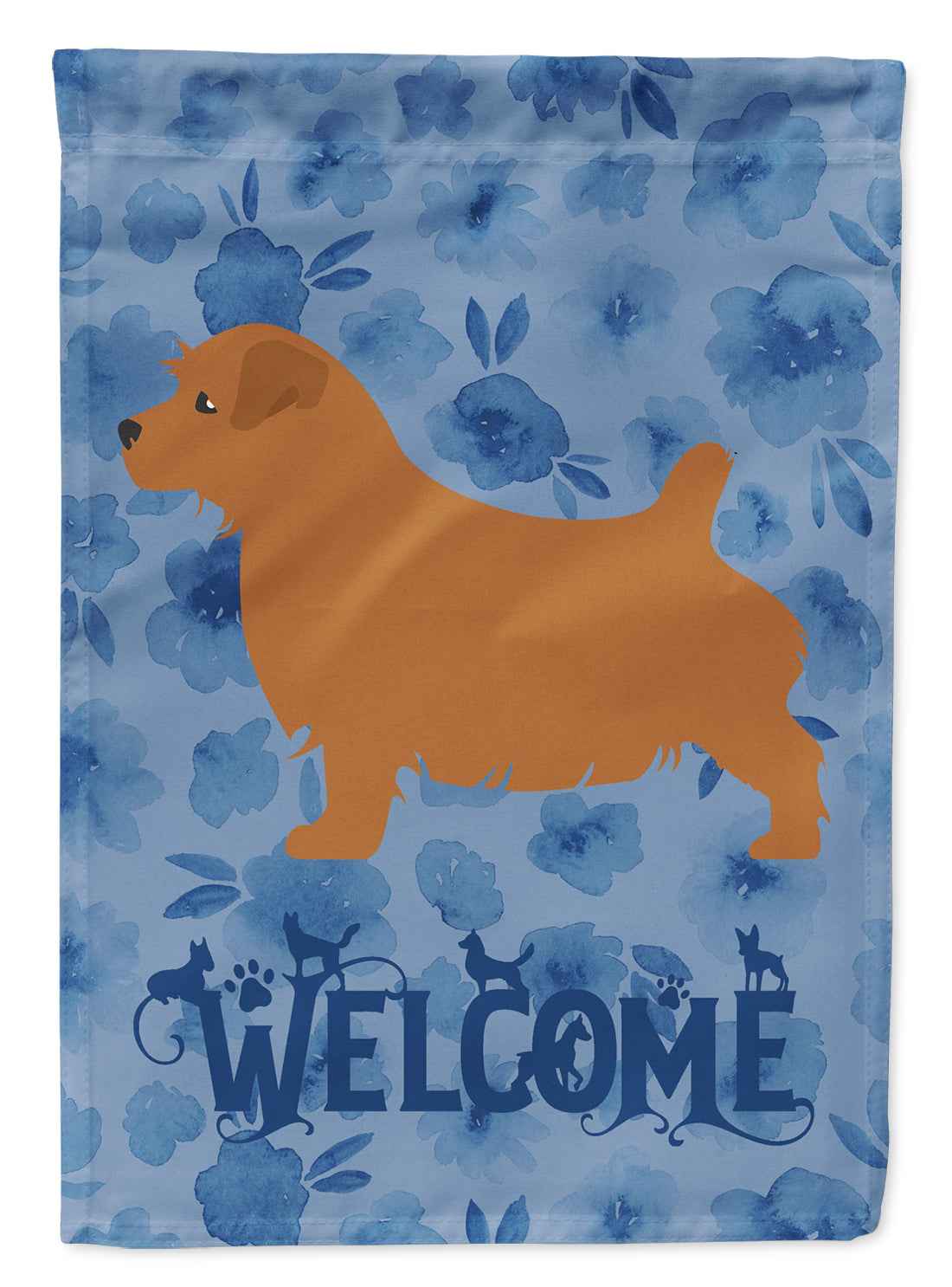 Norfolk Terrier Welcome House Flag 28x40 Porch Sleeve Pole Decorative Outside Yard Banner Artwork Wall Hanging, Polyester