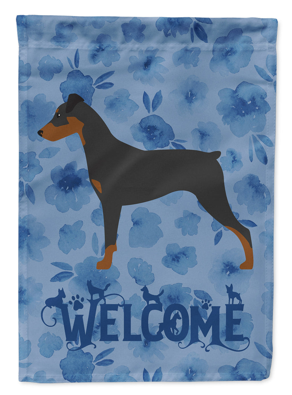 German Pinscher Welcome House Flag 28x40 Porch Sleeve Pole Decorative Outside Yard Banner Artwork Wall Hanging, Polyester