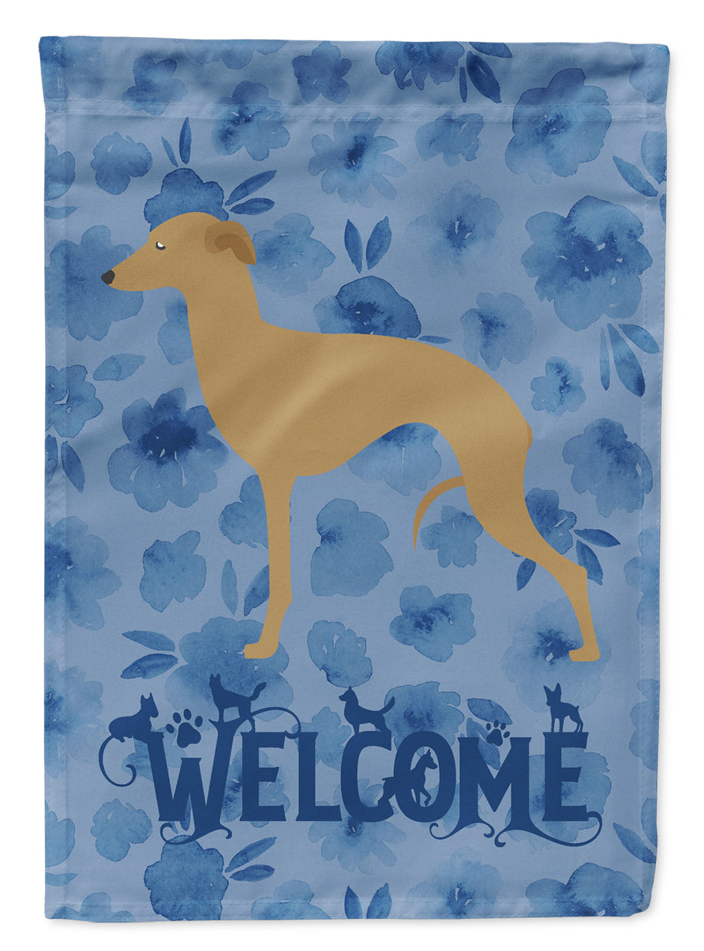 Italian Greyhound Welcome House Flag 28x40 Porch Sleeve Pole Decorative Outside Yard Banner Artwork Wall Hanging, Polyester