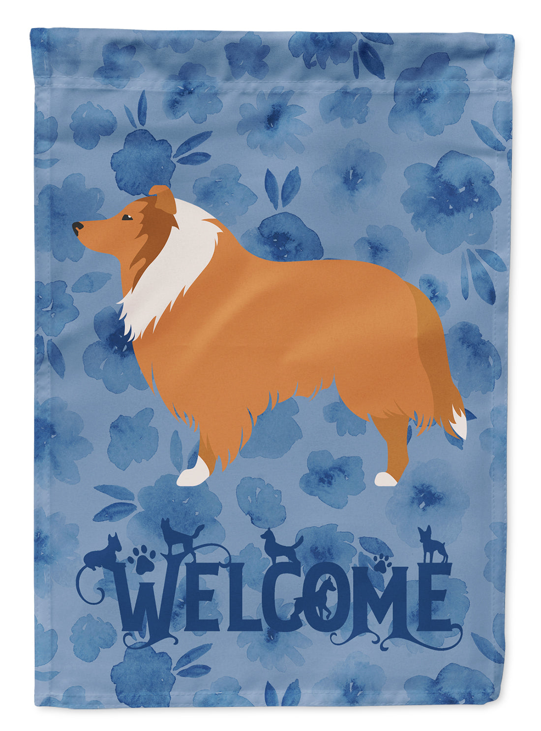 Collie Dog Welcome House Flag 28x40 Porch Sleeve Pole Decorative Outside Yard Banner Artwork Wall Hanging, Polyester