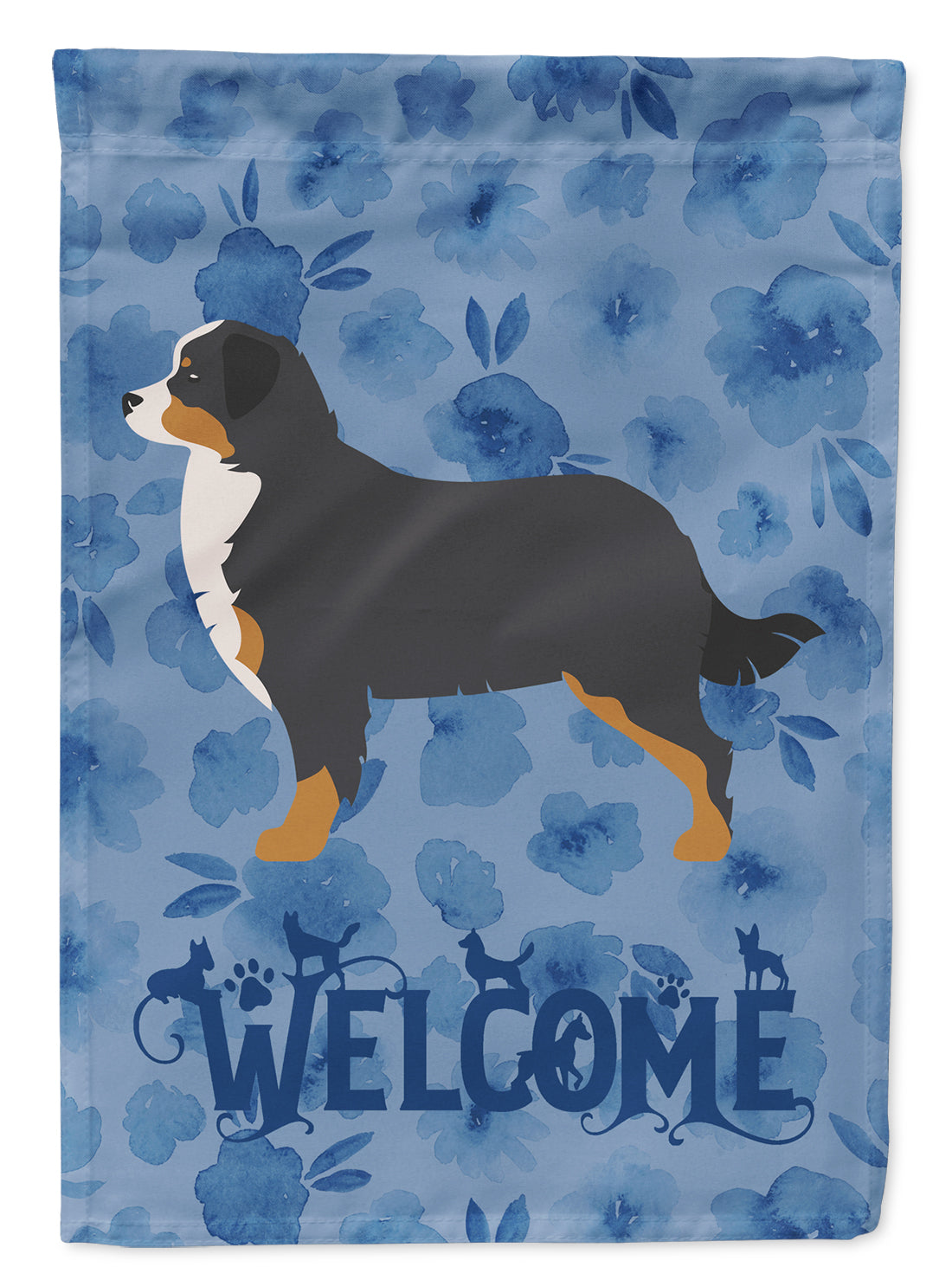 Bernese Mountain Dog Welcome House Flag 28x40 Porch Sleeve Pole Decorative Outside Yard Banner Artwork Wall Hanging, Polyester