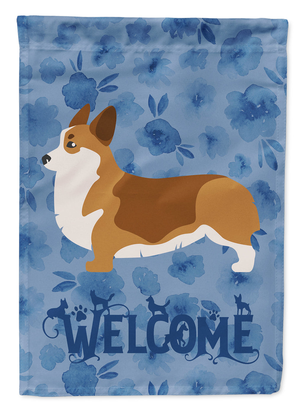 Corgi Welcome House Flag 28x40 Porch Sleeve Pole Decorative Outside Yard Banner Artwork Wall Hanging, Polyester
