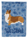 Corgi Welcome House Flag 28x40 Porch Sleeve Pole Decorative Outside Yard Banner Artwork Wall Hanging, Polyester
