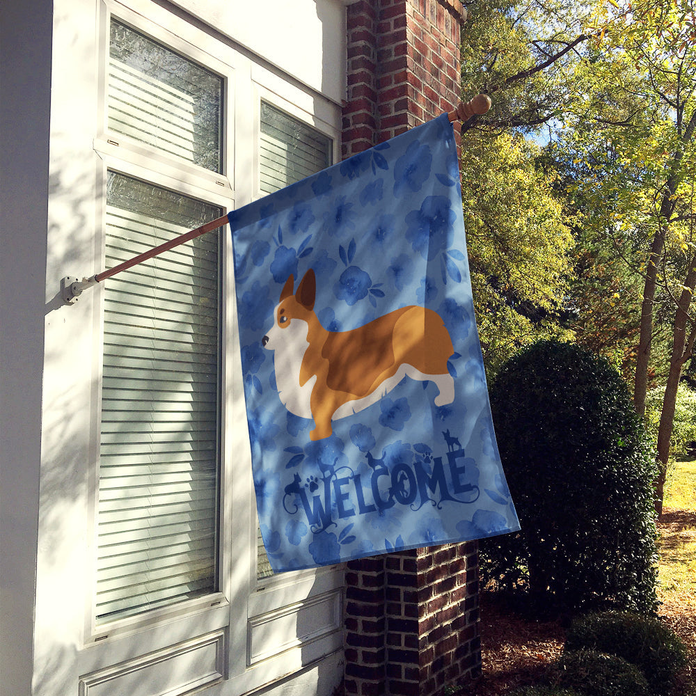 Corgi Welcome House Flag 28x40 Porch Sleeve Pole Decorative Outside Yard Banner Artwork Wall Hanging, Polyester