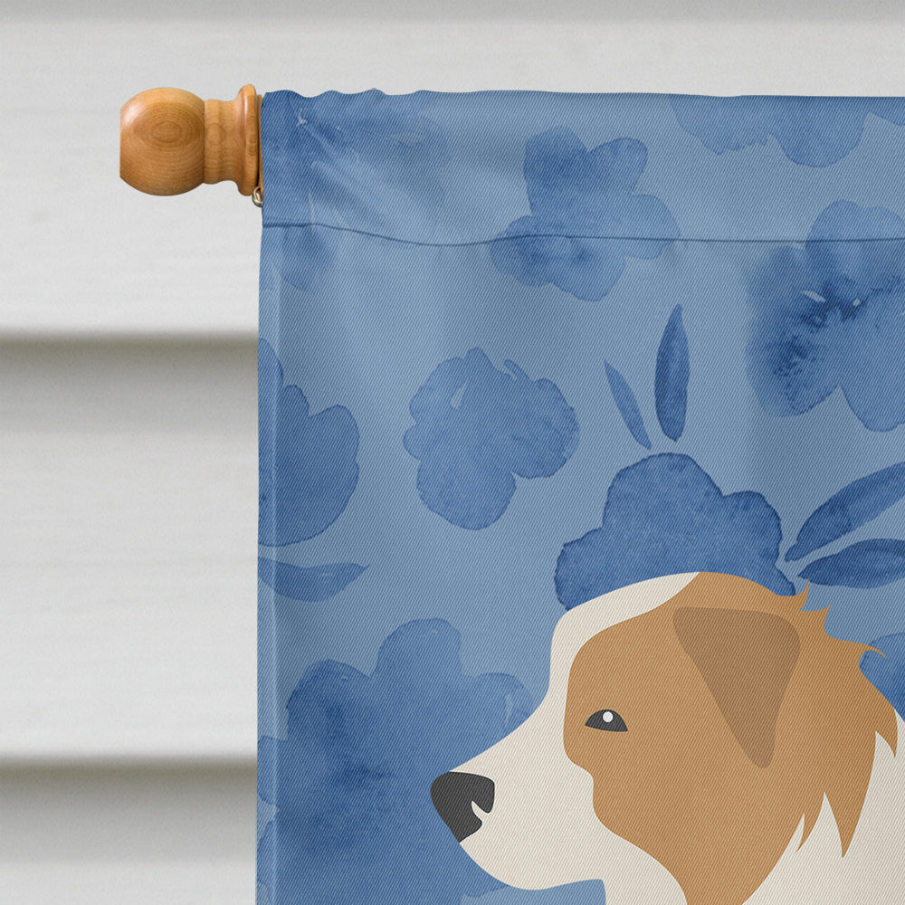 Red Border Collie Welcome House Flag 28x40 Porch Sleeve Pole Decorative Outside Yard Banner Artwork Wall Hanging, Polyester