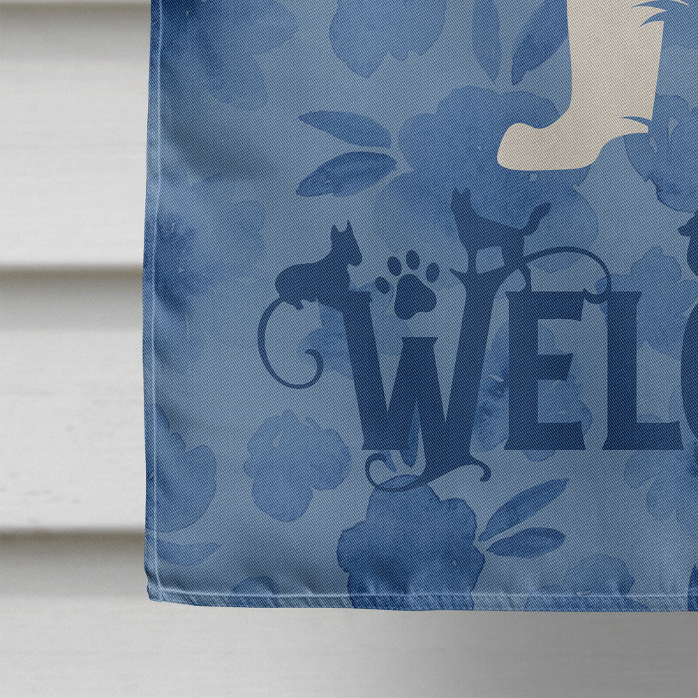 Red Border Collie Welcome House Flag 28x40 Porch Sleeve Pole Decorative Outside Yard Banner Artwork Wall Hanging, Polyester