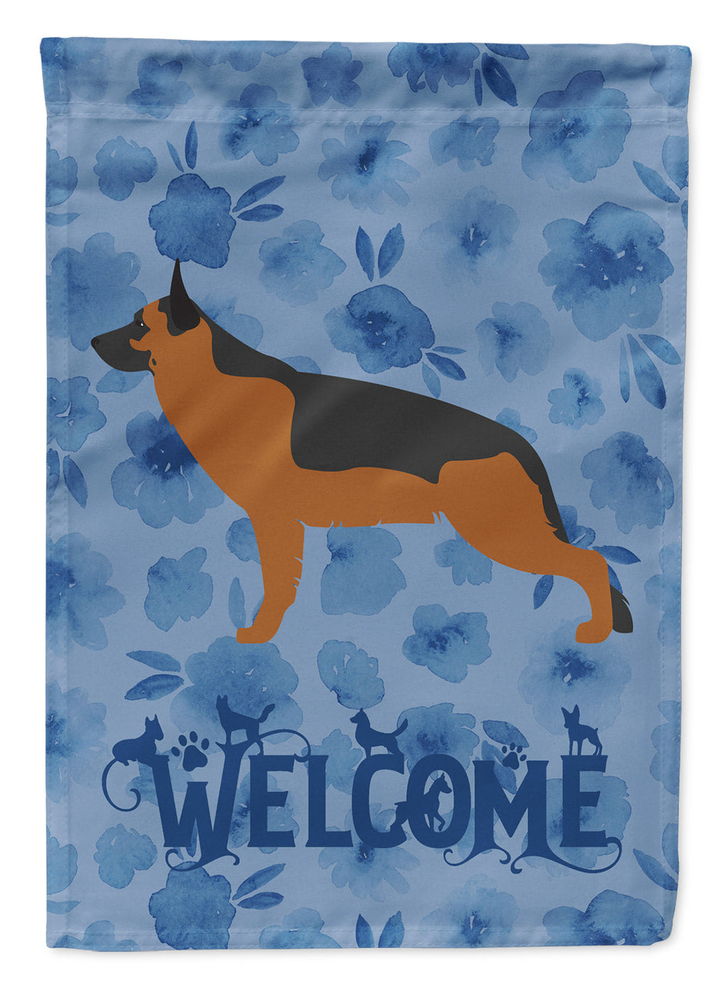 German Shepherd Welcome House Flag 28x40 Porch Sleeve Pole Decorative Outside Yard Banner Artwork Wall Hanging, Polyester