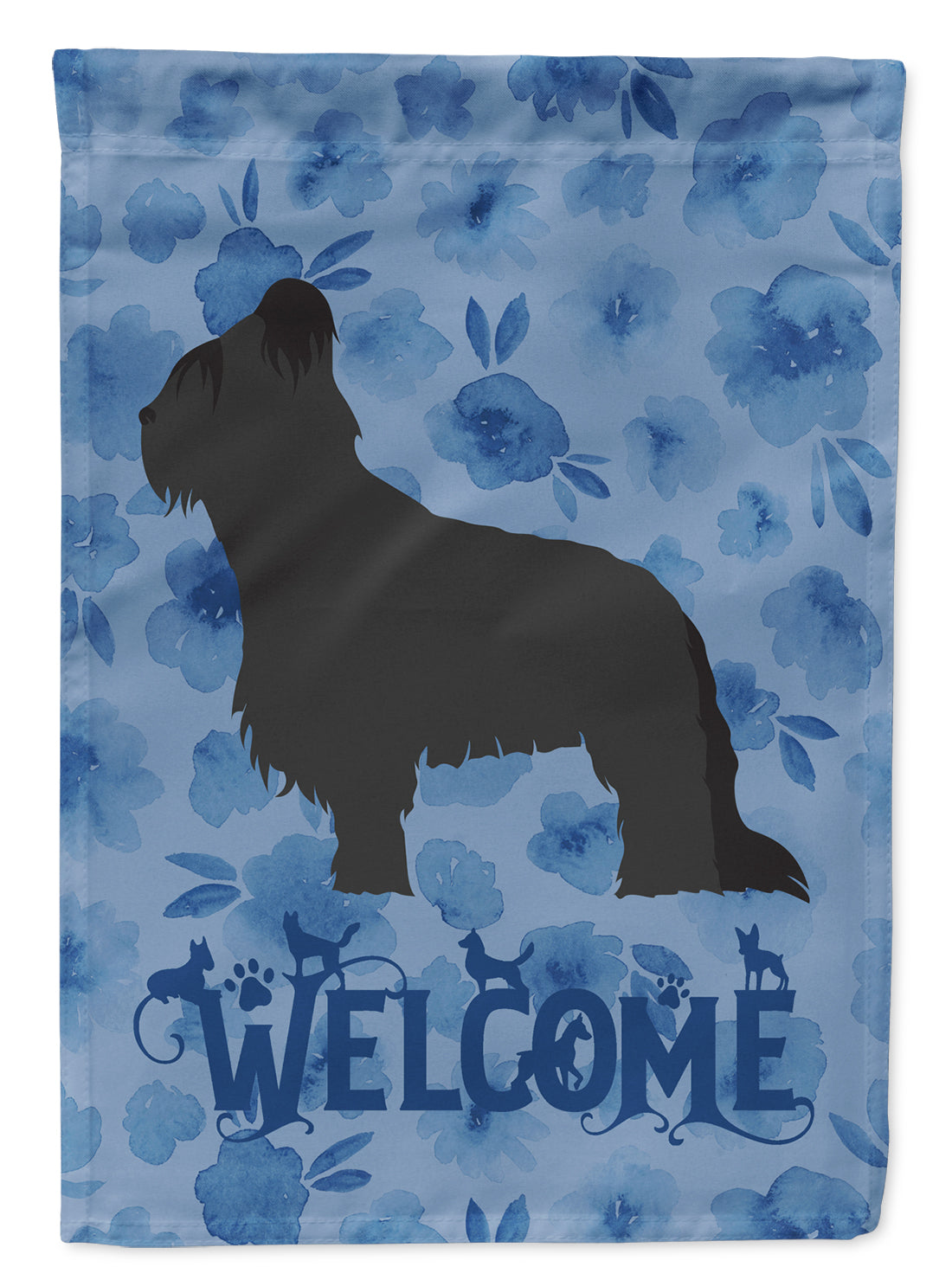Briard Welcome House Flag 28x40 Porch Sleeve Pole Decorative Outside Yard Banner Artwork Wall Hanging, Polyester