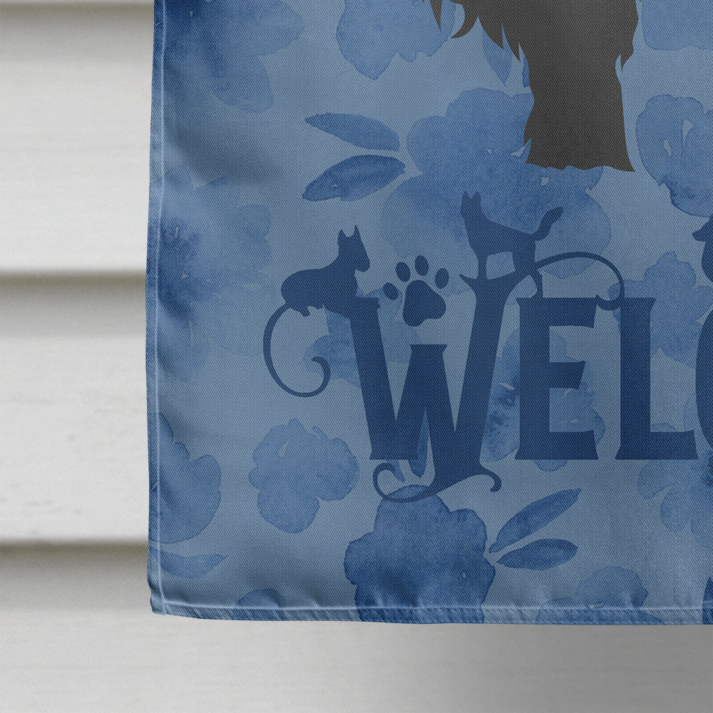Briard Welcome House Flag 28x40 Porch Sleeve Pole Decorative Outside Yard Banner Artwork Wall Hanging, Polyester