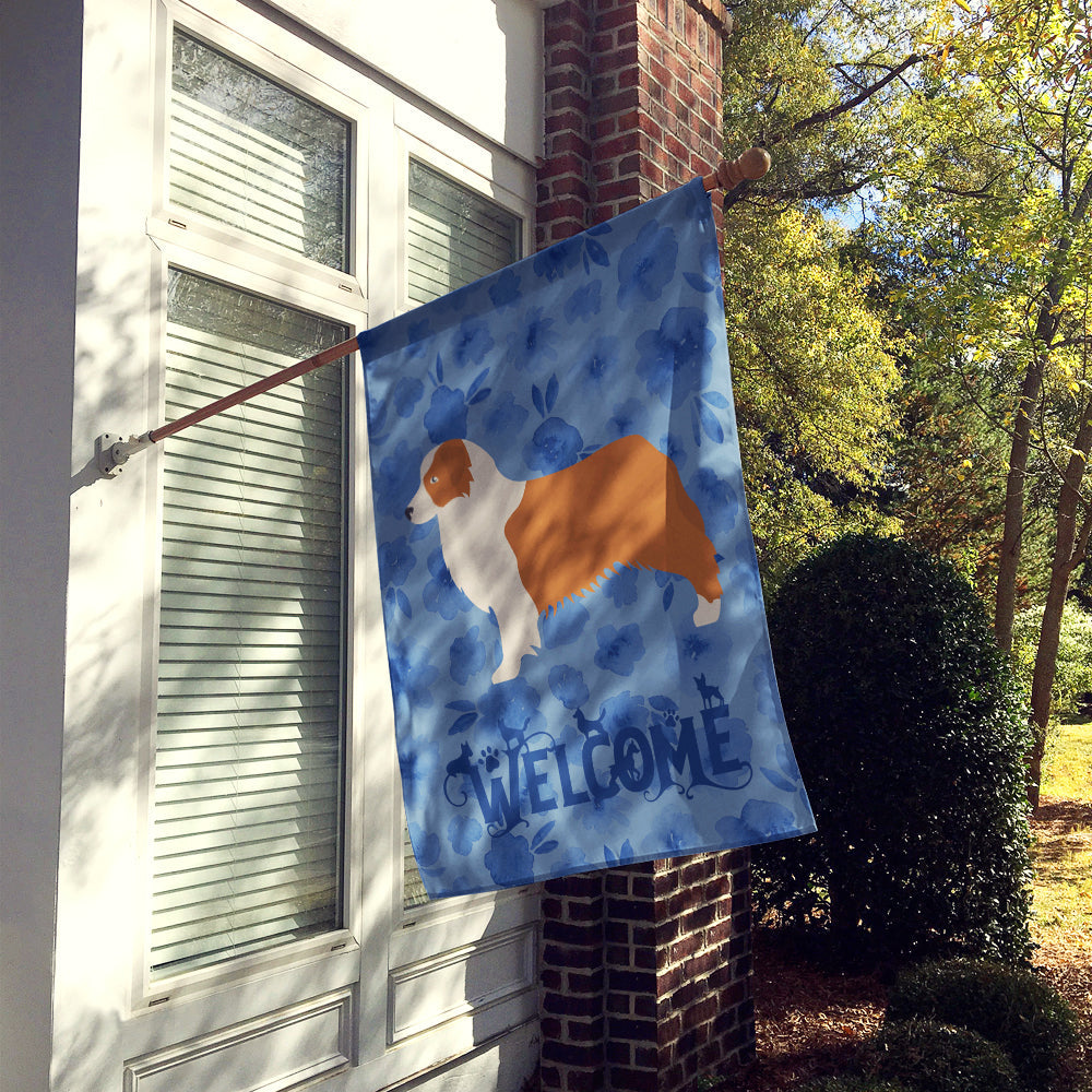 Australian Shepherd Dog Welcome House Flag 28x40 Porch Sleeve Pole Decorative Outside Yard Banner Artwork Wall Hanging, Polyester