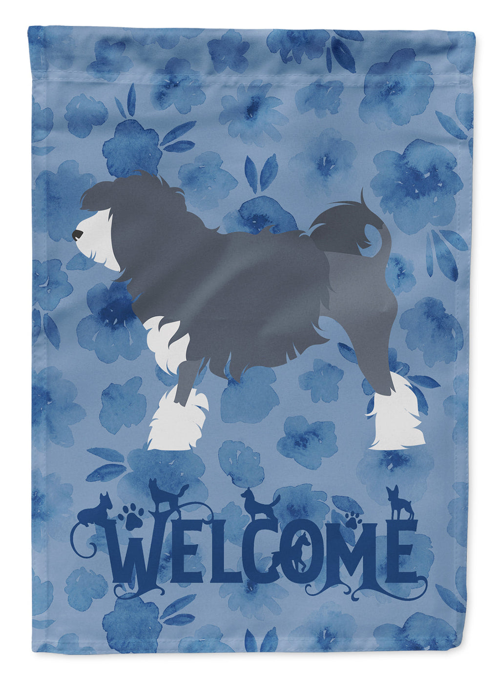 Lowchen Welcome House Flag 28x40 Porch Sleeve Pole Decorative Outside Yard Banner Artwork Wall Hanging, Polyester