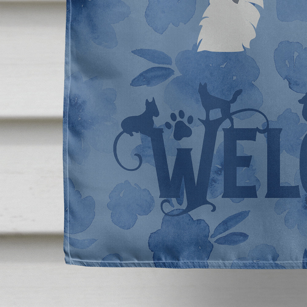 Lowchen Welcome House Flag 28x40 Porch Sleeve Pole Decorative Outside Yard Banner Artwork Wall Hanging, Polyester