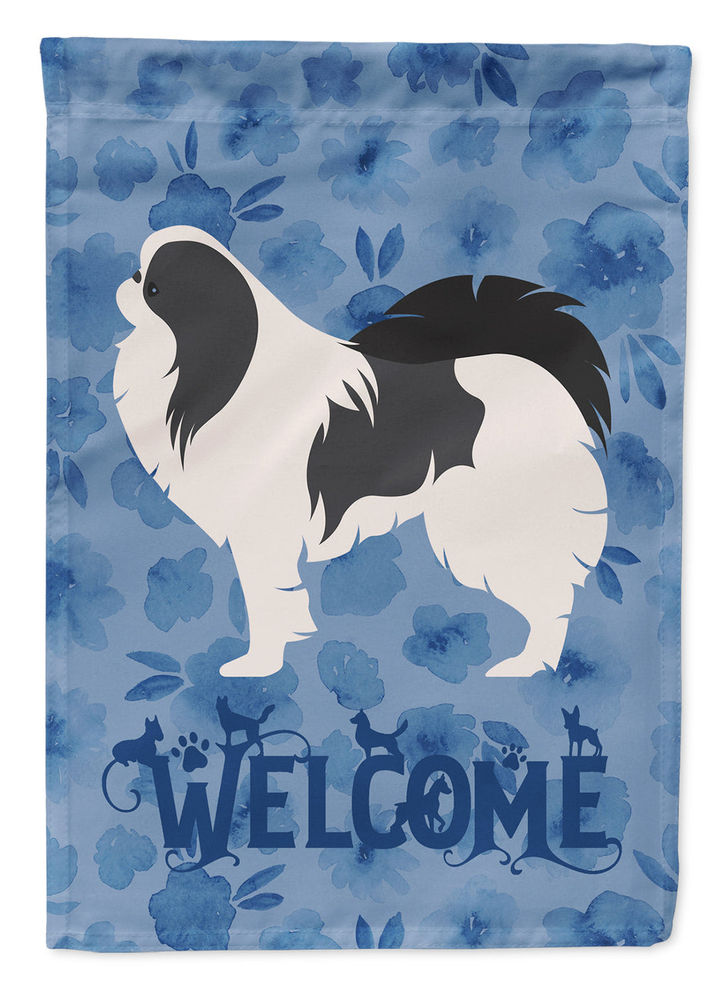 Japanese Chin Welcome House Flag 28x40 Porch Sleeve Pole Decorative Outside Yard Banner Artwork Wall Hanging, Polyester