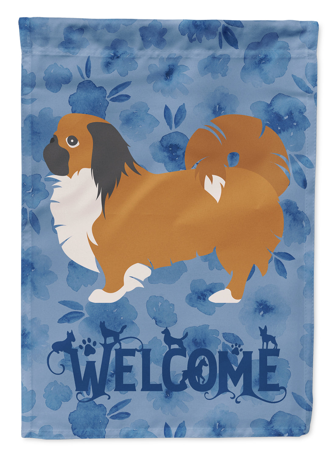 Pekingese Welcome House Flag 28x40 Porch Sleeve Pole Decorative Outside Yard Banner Artwork Wall Hanging, Polyester