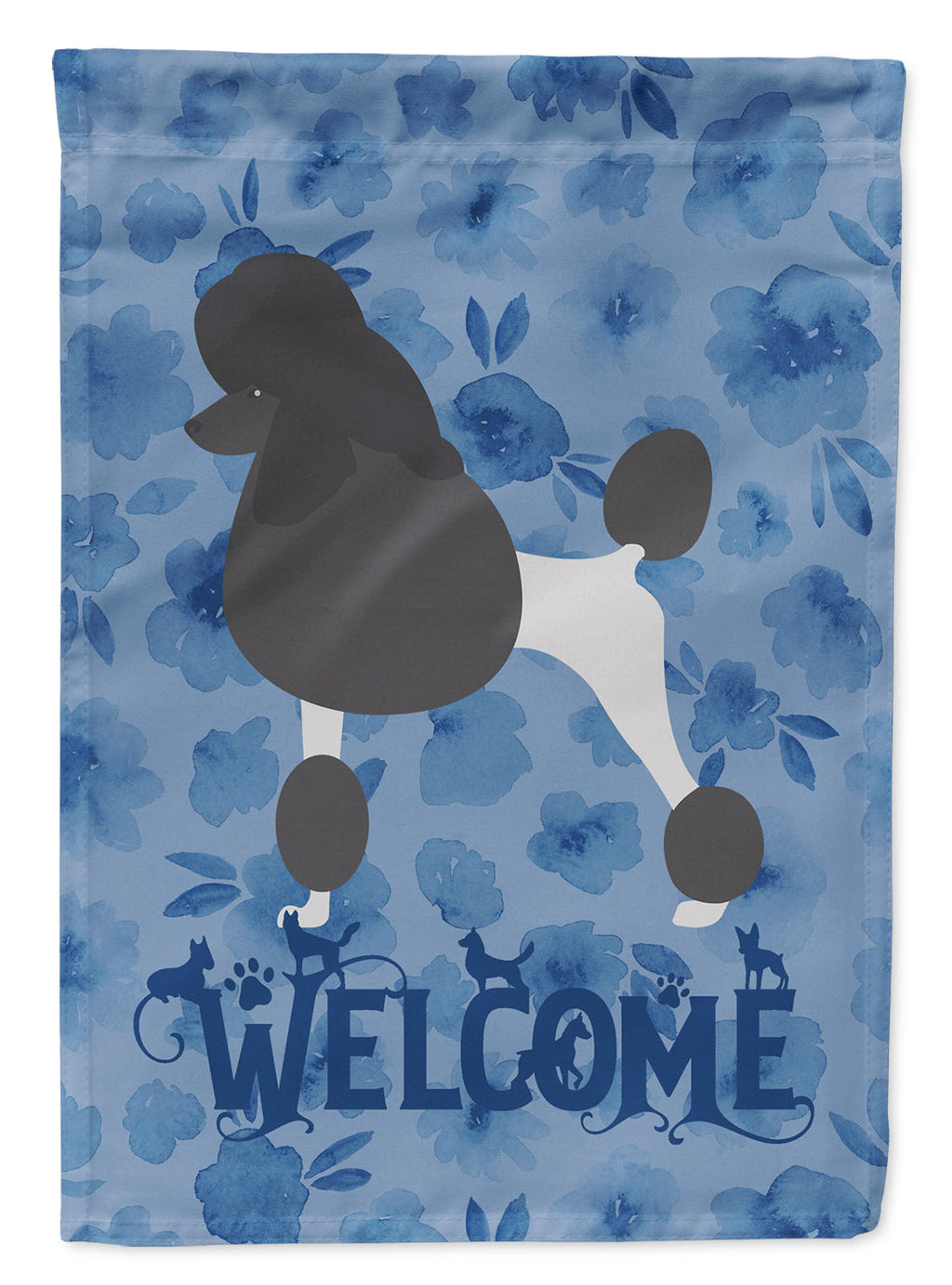 Poodle Welcome House Flag 28x40 Porch Sleeve Pole Decorative Outside Yard Banner Artwork Wall Hanging, Polyester