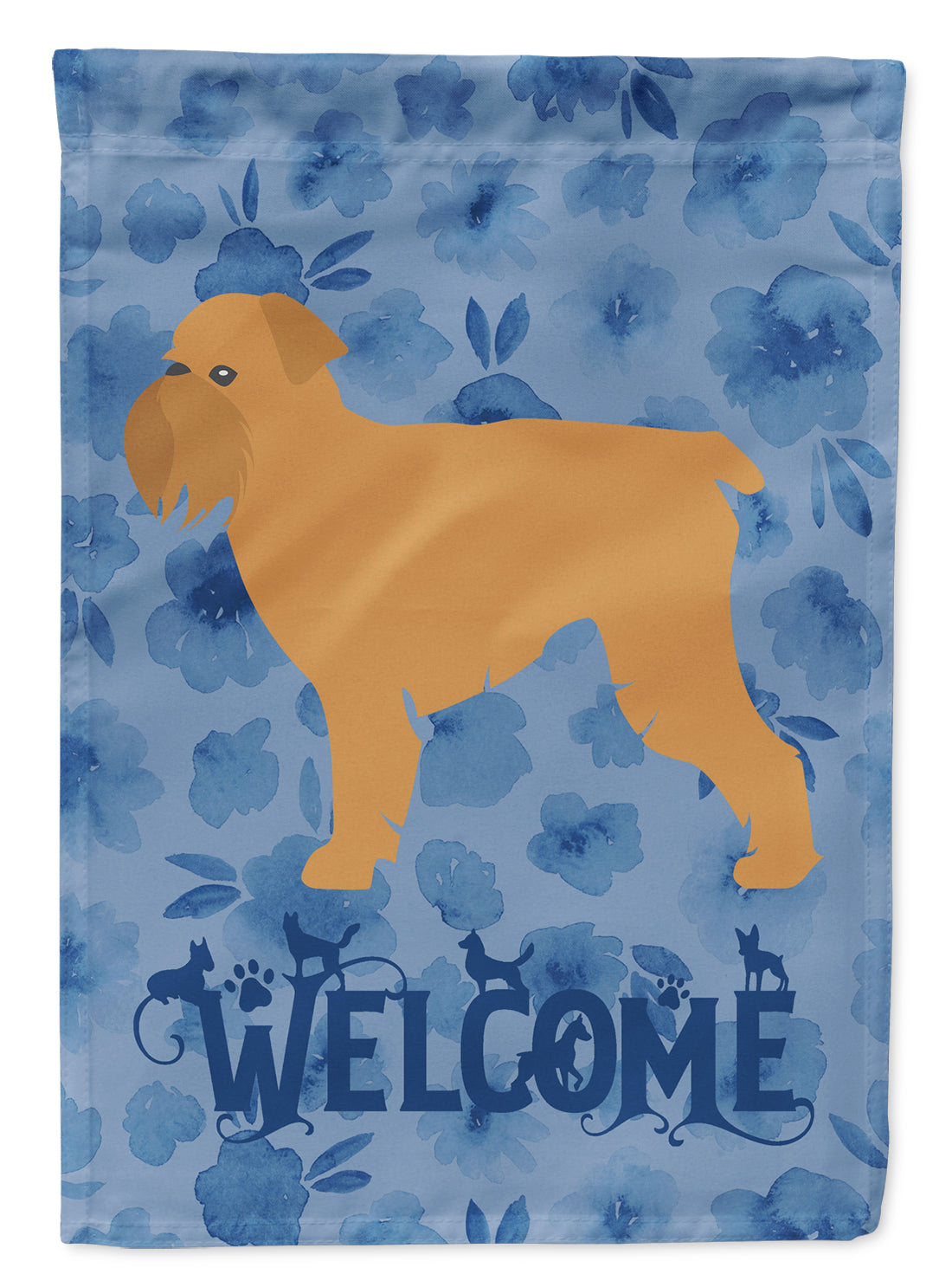 Brussels Griffon Welcome House Flag 28x40 Porch Sleeve Pole Decorative Outside Yard Banner Artwork Wall Hanging, Polyester