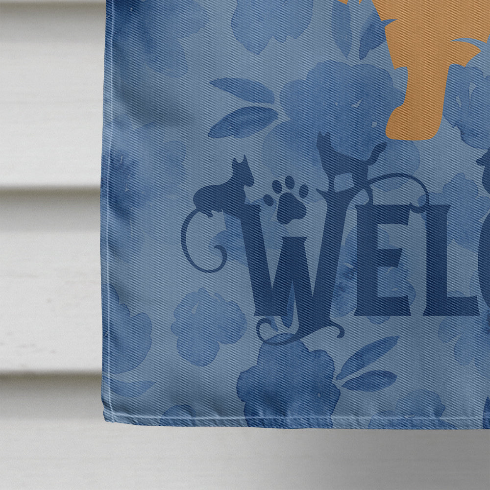 Pomeranian Welcome House Flag 28x40 Porch Sleeve Pole Decorative Outside Yard Banner Artwork Wall Hanging, Polyester