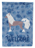 Chinese Crested Welcome House Flag 28x40 Porch Sleeve Pole Decorative Outside Yard Banner Artwork Wall Hanging, Polyester