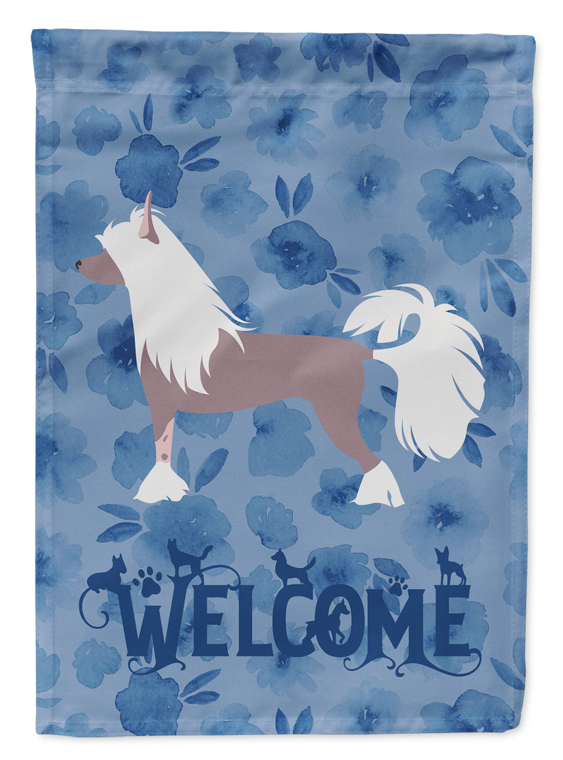 Chinese Crested Welcome House Flag 28x40 Porch Sleeve Pole Decorative Outside Yard Banner Artwork Wall Hanging, Polyester