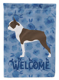Boston Terrier Welcome House Flag 28x40 Porch Sleeve Pole Decorative Outside Yard Banner Artwork Wall Hanging, Polyester
