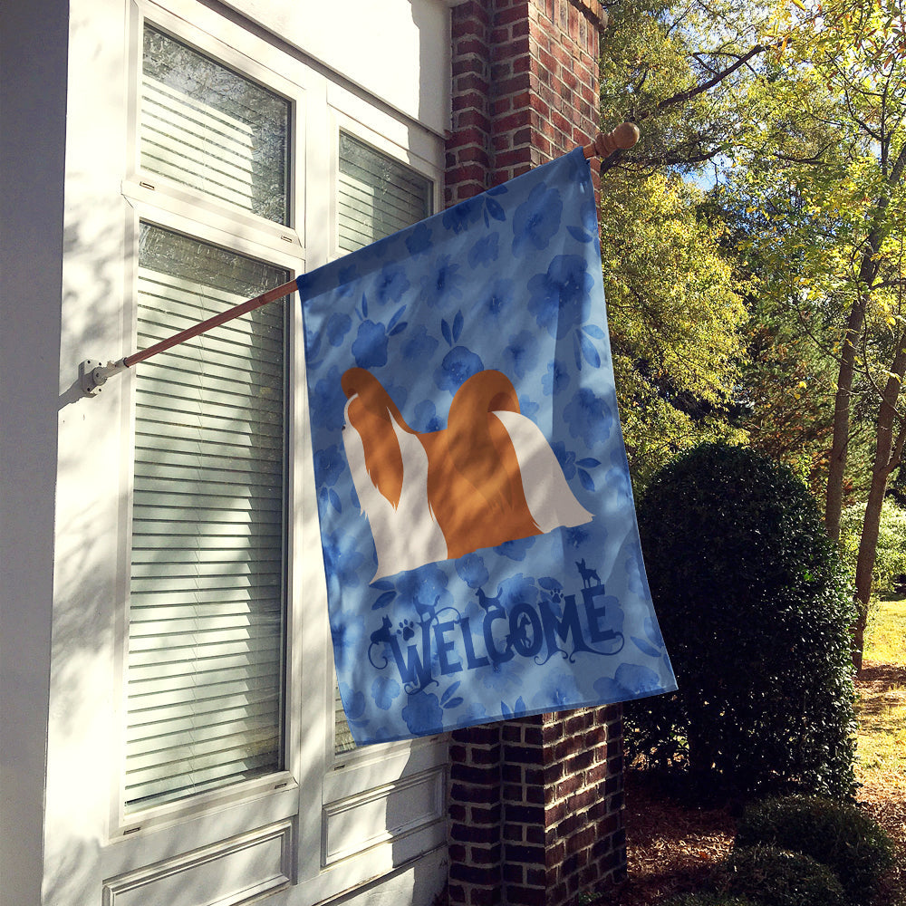 Shih Tzu Welcome House Flag 28x40 Porch Sleeve Pole Decorative Outside Yard Banner Artwork Wall Hanging, Polyester
