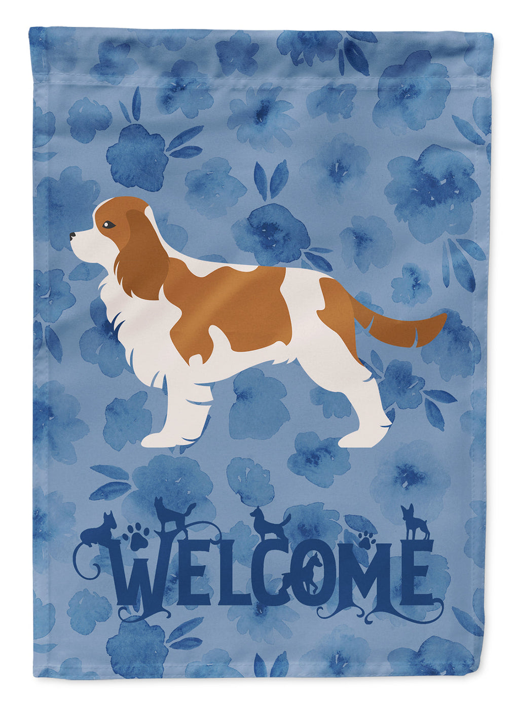 Cavalier King Charles Spaniel Welcome House Flag 28x40 Porch Sleeve Pole Decorative Outside Yard Banner Artwork Wall Hanging, Polyester