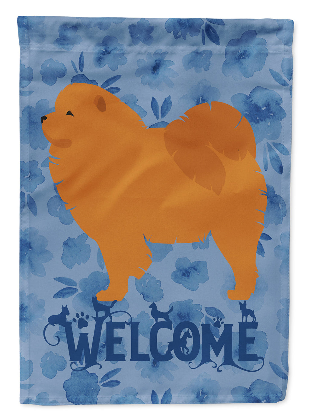 Chow Chow Welcome House Flag 28x40 Porch Sleeve Pole Decorative Outside Yard Banner Artwork Wall Hanging, Polyester