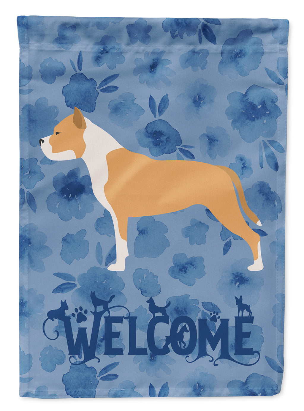 Staffordshire Bull Terrier Welcome House Flag 28x40 Porch Sleeve Pole Decorative Outside Yard Banner Artwork Wall Hanging, Polyester