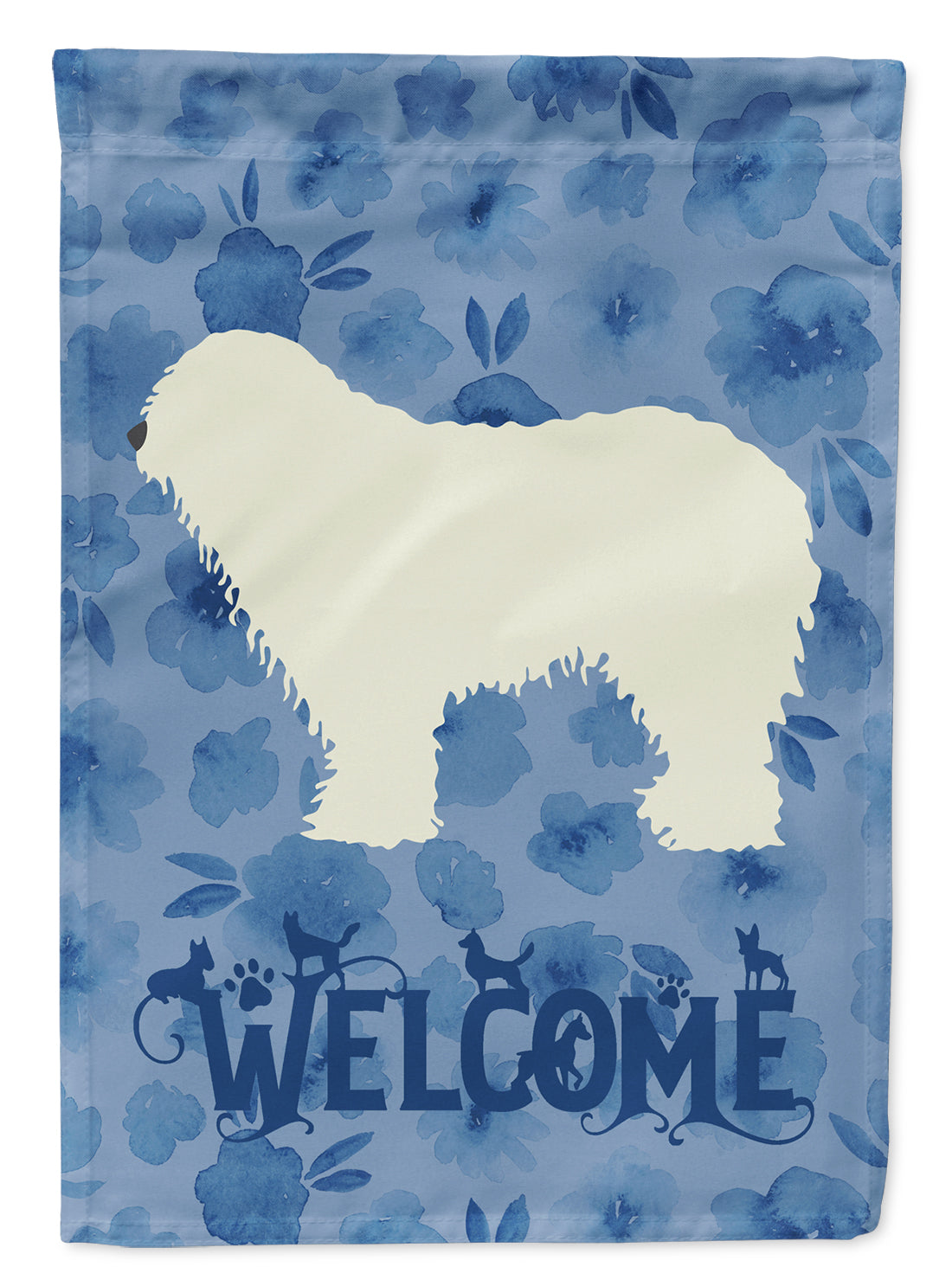 Komondor Welcome House Flag 28x40 Porch Sleeve Pole Decorative Outside Yard Banner Artwork Wall Hanging, Polyester