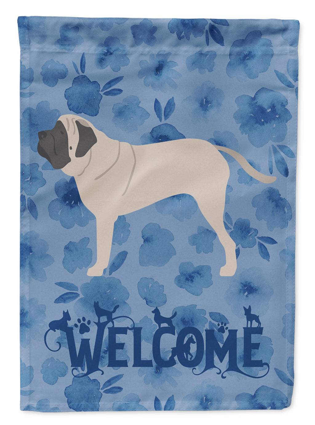 English Mastiff Welcome House Flag 28x40 Porch Sleeve Pole Decorative Outside Yard Banner Artwork Wall Hanging, Polyester