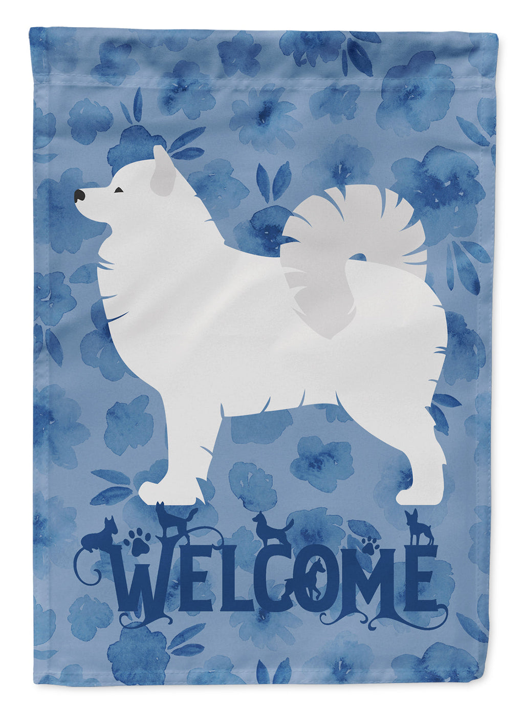 Samoyed Welcome House Flag 28x40 Porch Sleeve Pole Decorative Outside Yard Banner Artwork Wall Hanging, Polyester