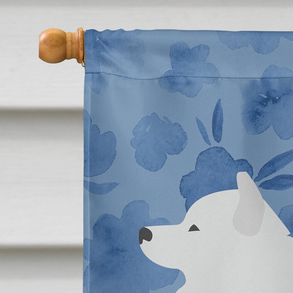Samoyed Welcome House Flag 28x40 Porch Sleeve Pole Decorative Outside Yard Banner Artwork Wall Hanging, Polyester