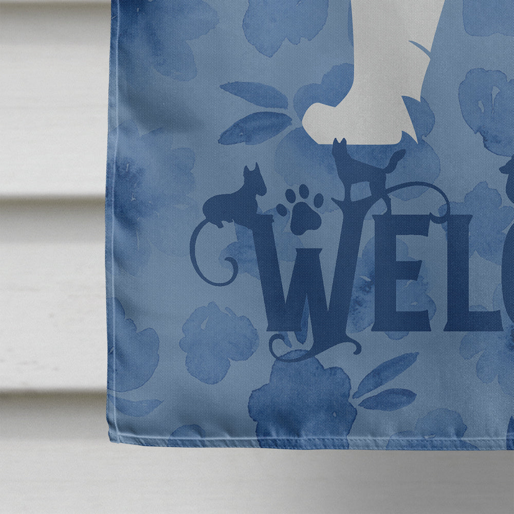 Samoyed Welcome House Flag 28x40 Porch Sleeve Pole Decorative Outside Yard Banner Artwork Wall Hanging, Polyester