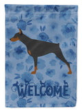 Doberman Pinscher Welcome House Flag 28x40 Porch Sleeve Pole Decorative Outside Yard Banner Artwork Wall Hanging, Polyester