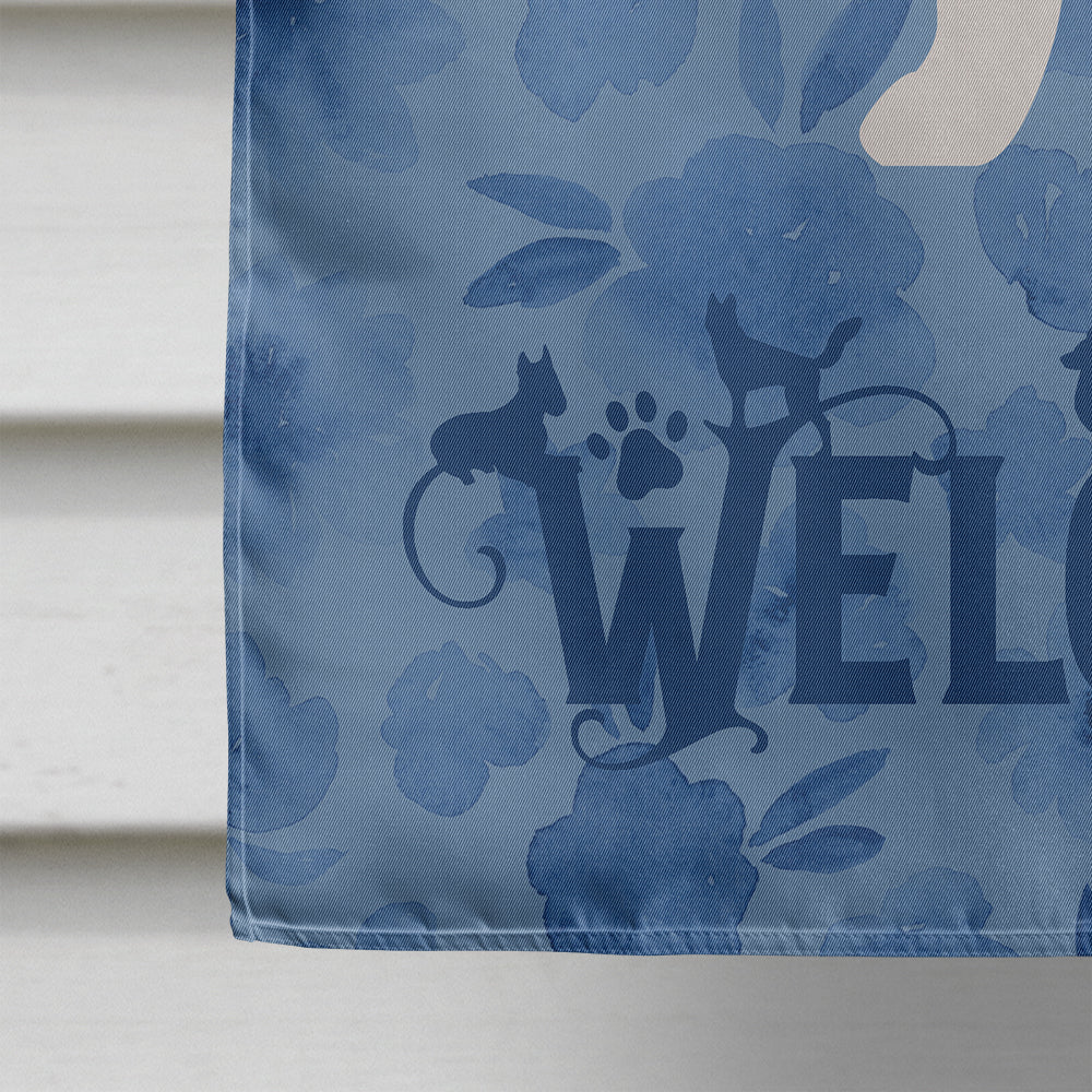 English Bulldog Welcome House Flag 28x40 Porch Sleeve Pole Decorative Outside Yard Banner Artwork Wall Hanging, Polyester