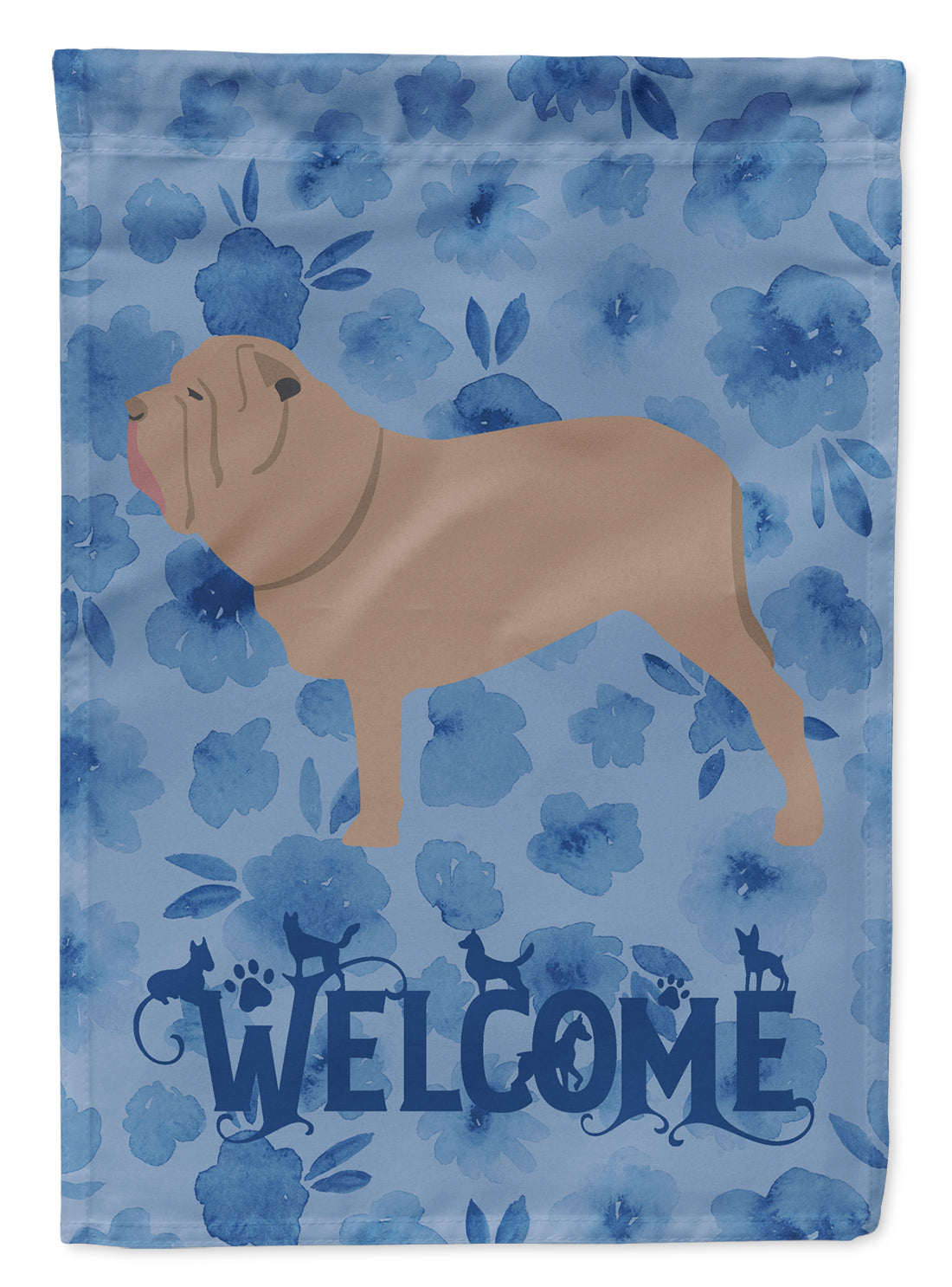Neapolitan Mastiff Welcome House Flag 28x40 Porch Sleeve Pole Decorative Outside Yard Banner Artwork Wall Hanging, Polyester