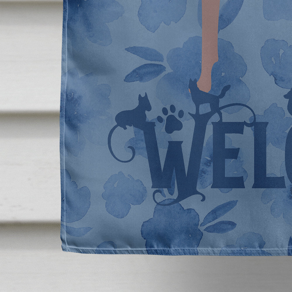 Dogo Argentino Welcome House Flag 28x40 Porch Sleeve Pole Decorative Outside Yard Banner Artwork Wall Hanging, Polyester