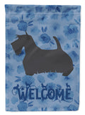 Scottish Terrier Welcome House Flag 28x40 Porch Sleeve Pole Decorative Outside Yard Banner Artwork Wall Hanging, Polyester