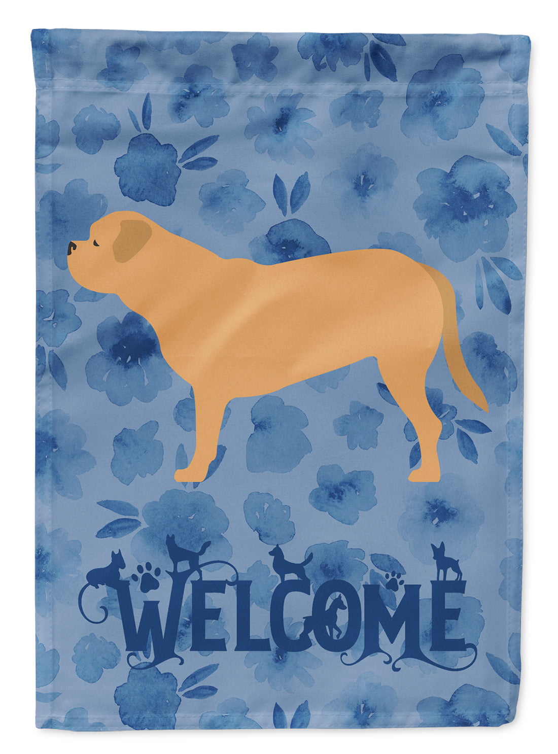 Dogue de Bordeaux Welcome House Flag 28x40 Porch Sleeve Pole Decorative Outside Yard Banner Artwork Wall Hanging, Polyester