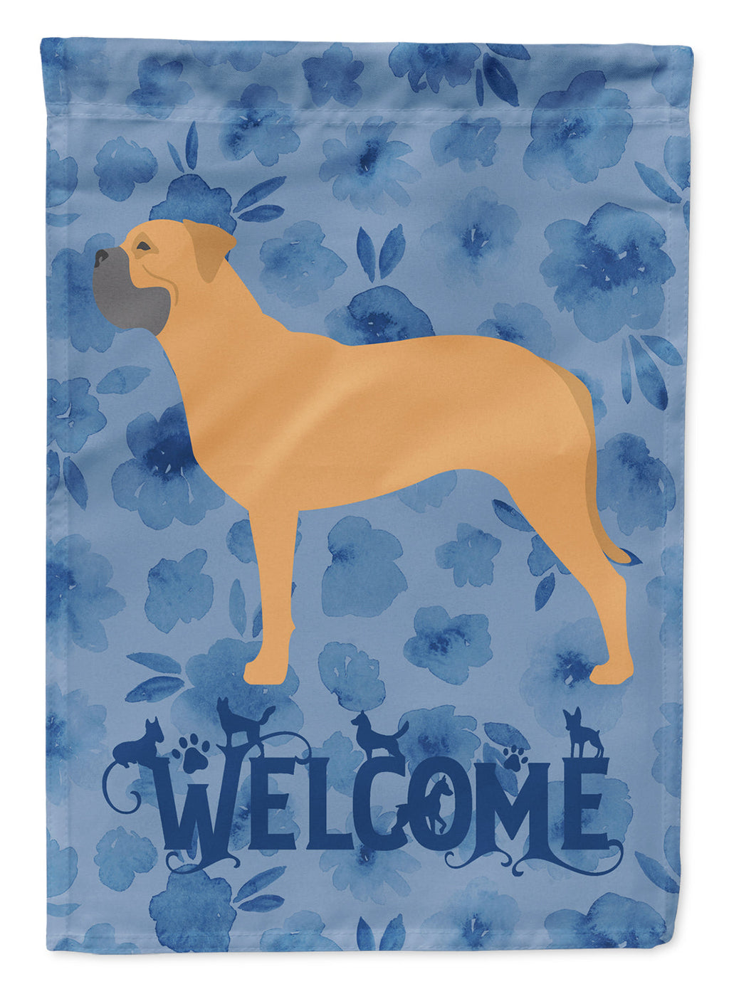 Bullmastiff Welcome House Flag 28x40 Porch Sleeve Pole Decorative Outside Yard Banner Artwork Wall Hanging, Polyester